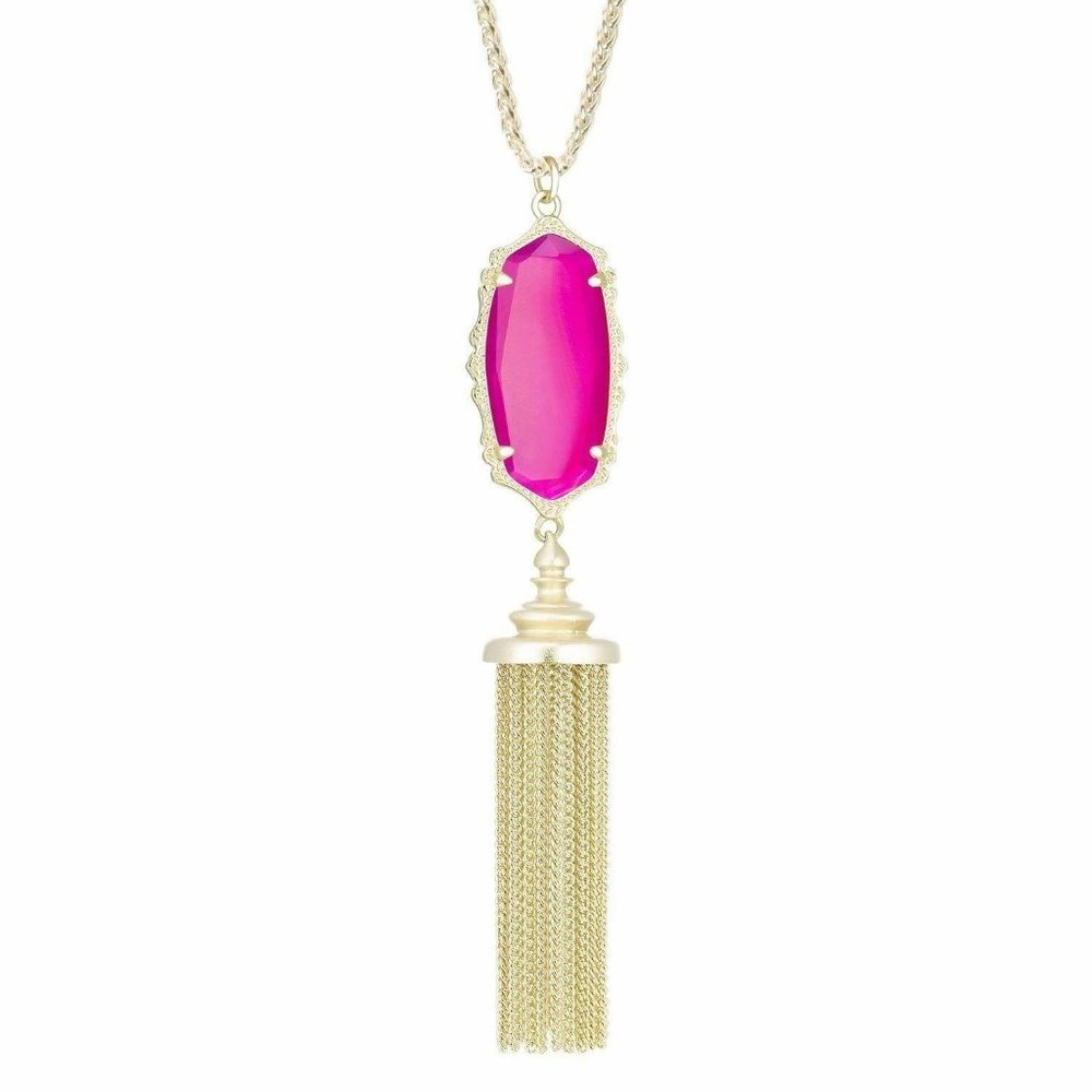 Kendra Scott Pink Agate Everly Tassel Necklace